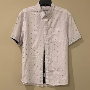 Men's White Patterned Short Sleeve Shirt